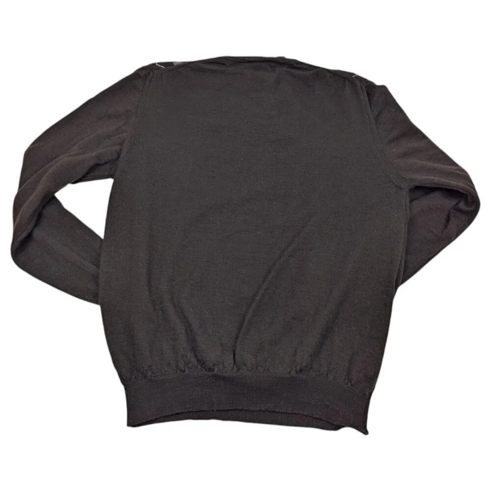 Marco Fiori Sweater Mens Size‎ L Brown Argyle Made In Italy Merino Wool Business